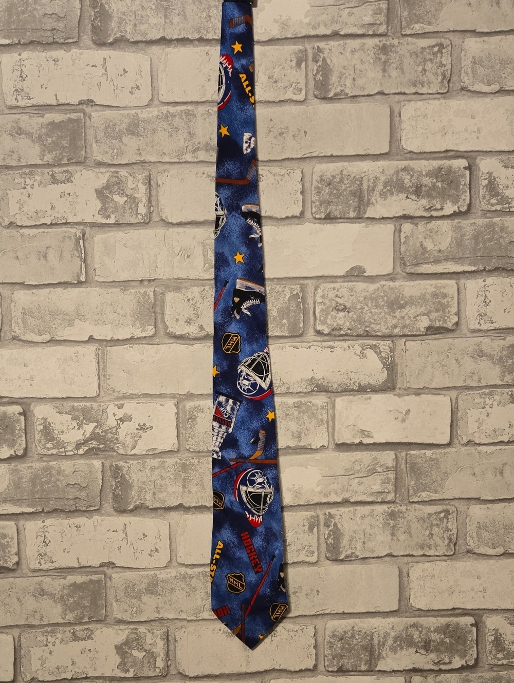 Men's Blue Hockey Patterned Necktie
